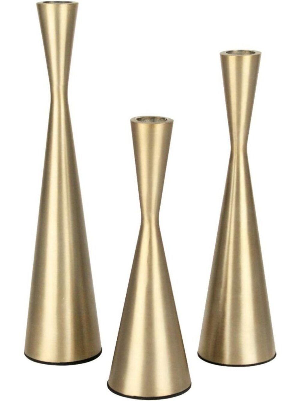 Elegant Gold Taper Candle Holders Set of 3 - Decorative Metal Stands for Home